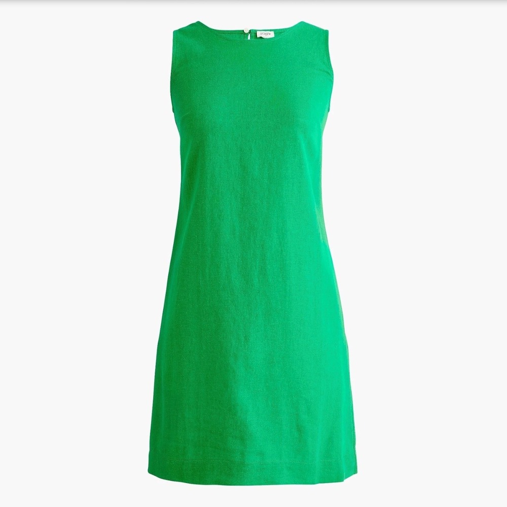 2025 J. Crew Linen-blend Sleeveless Mini Dress Size 1X Green Vacation Summer